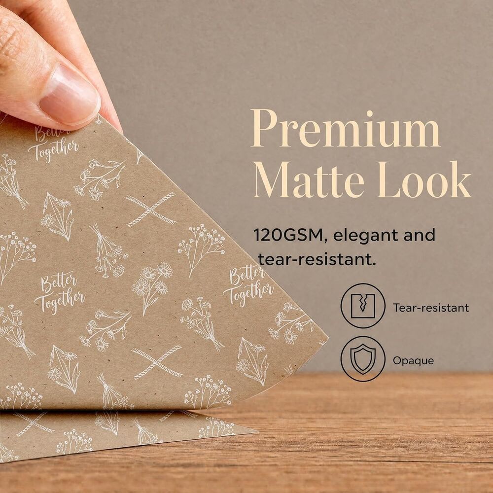 Better Together White Floral Wrapping Paper 2 Sheets 19.5x27.5" 120gsm Gift Wrap - Picture 3 of 6